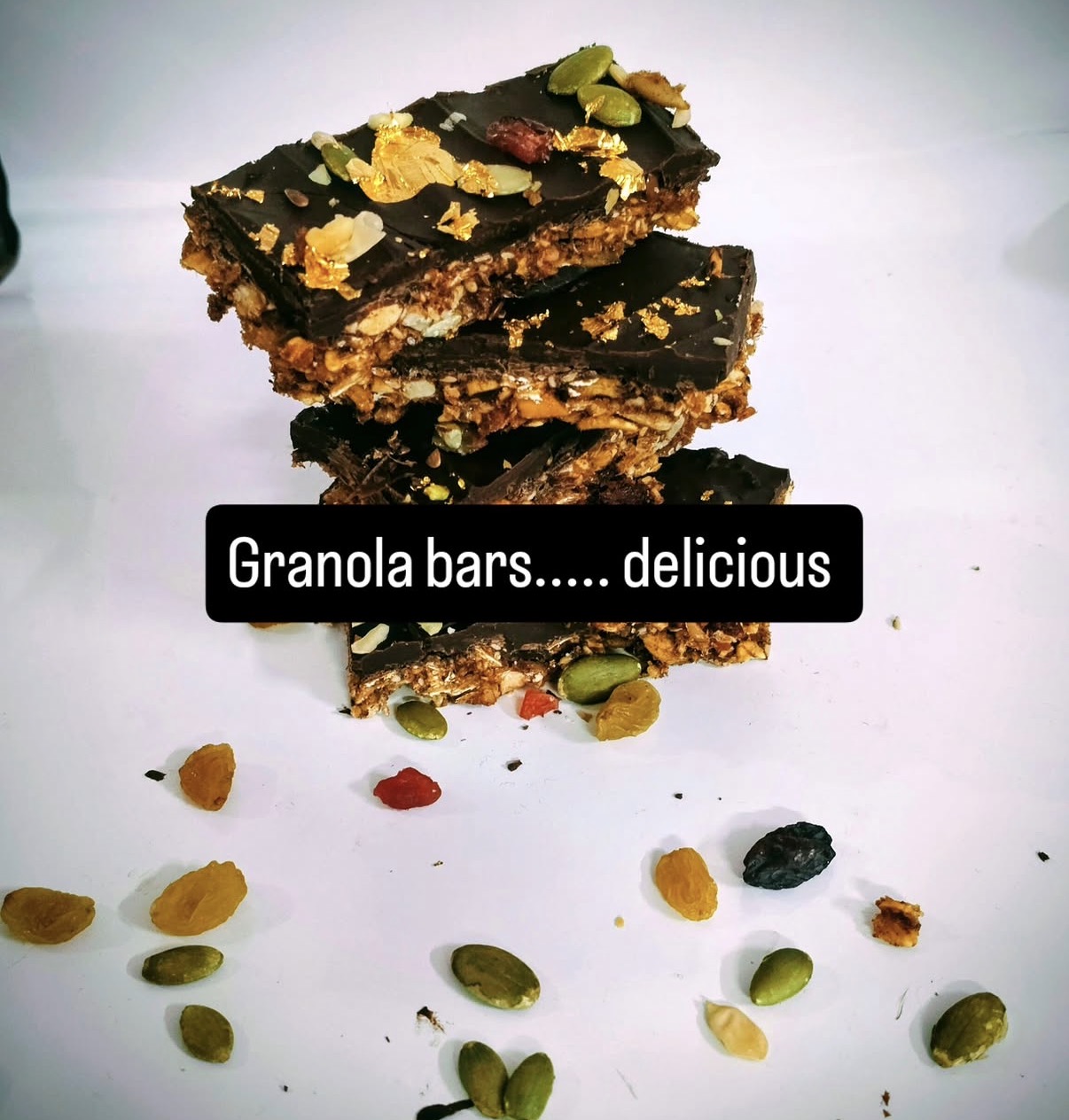 Stacked chocolate topped granola bars